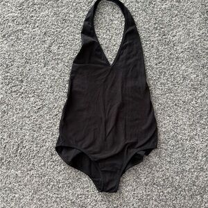 American Apparel Black Halter Bodysuit